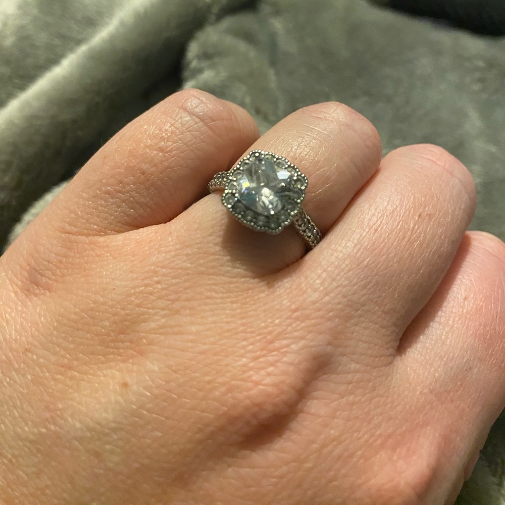 Sterling Silver Engagement Ring Size 6 - Picture 2 of 2